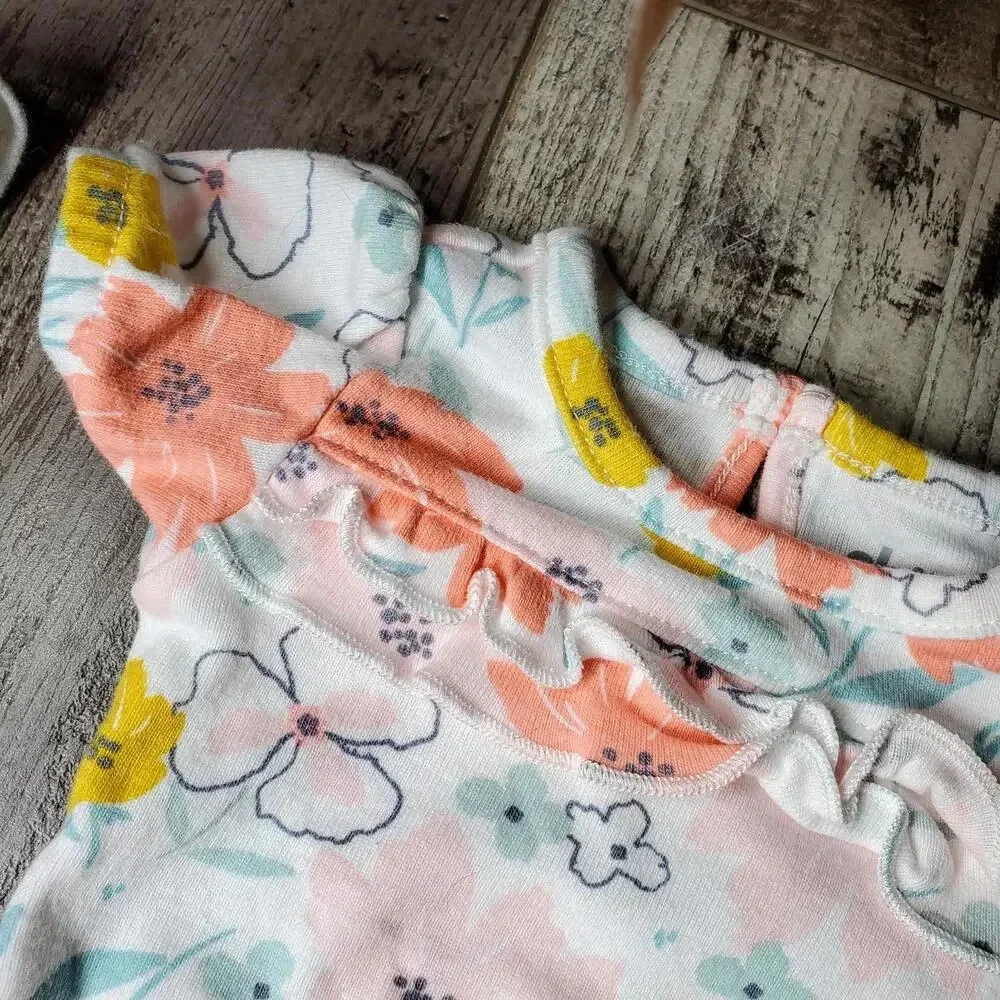 Carter's Floral Baby Girl NB Newborn Bodysuit Top Bundle
